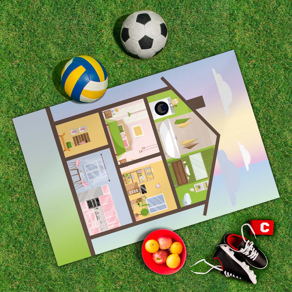 Spielplane Puppenhaus – wetterfest und abwischbar für drinnen und draußen – Ansicht 2
