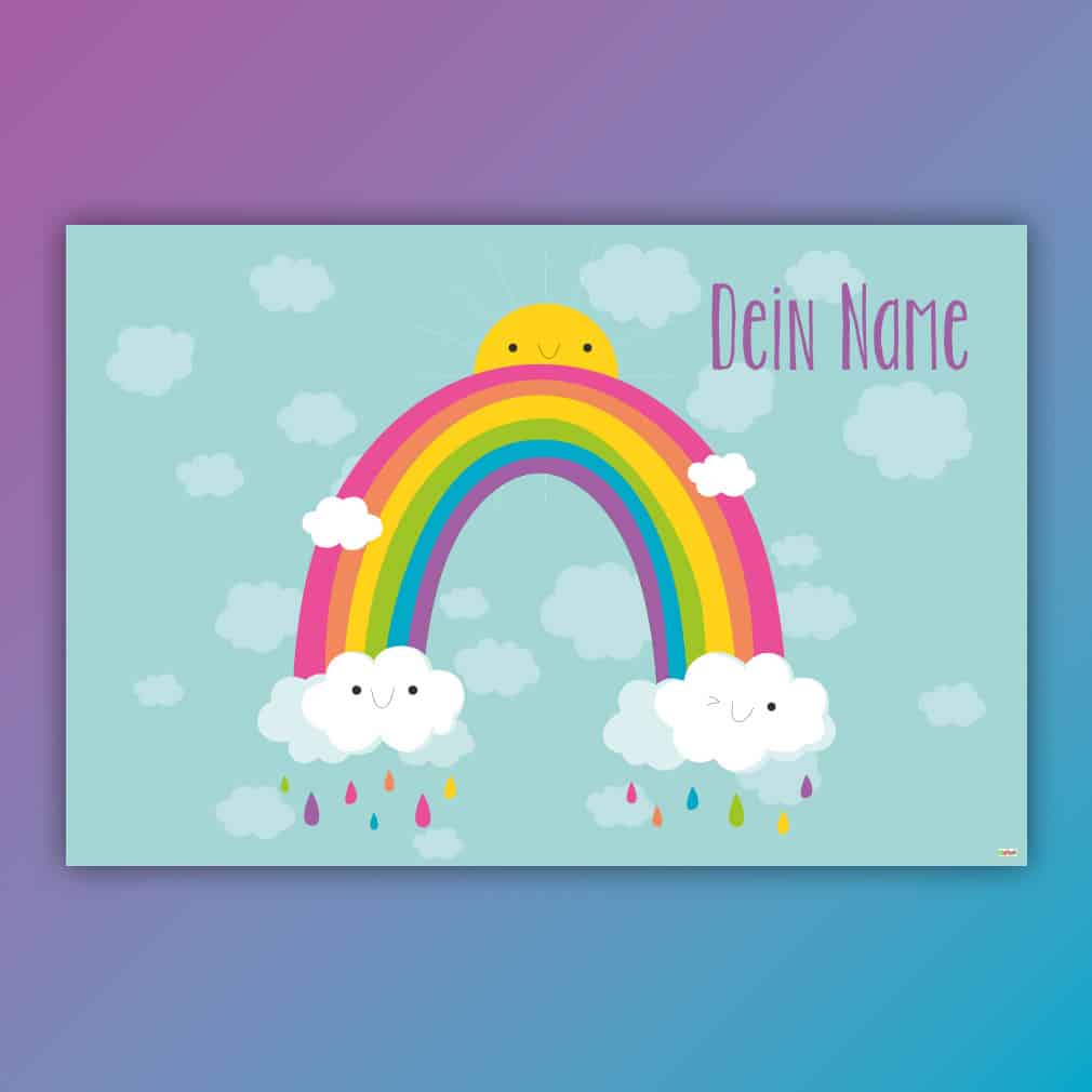 Regenbogen Sonne Wolken personalisiert – individuell für Kinder gestaltet