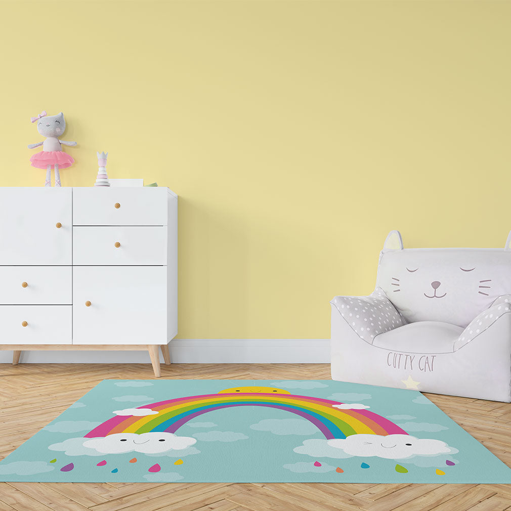 Teppich Regenbogen Sonne Wolken