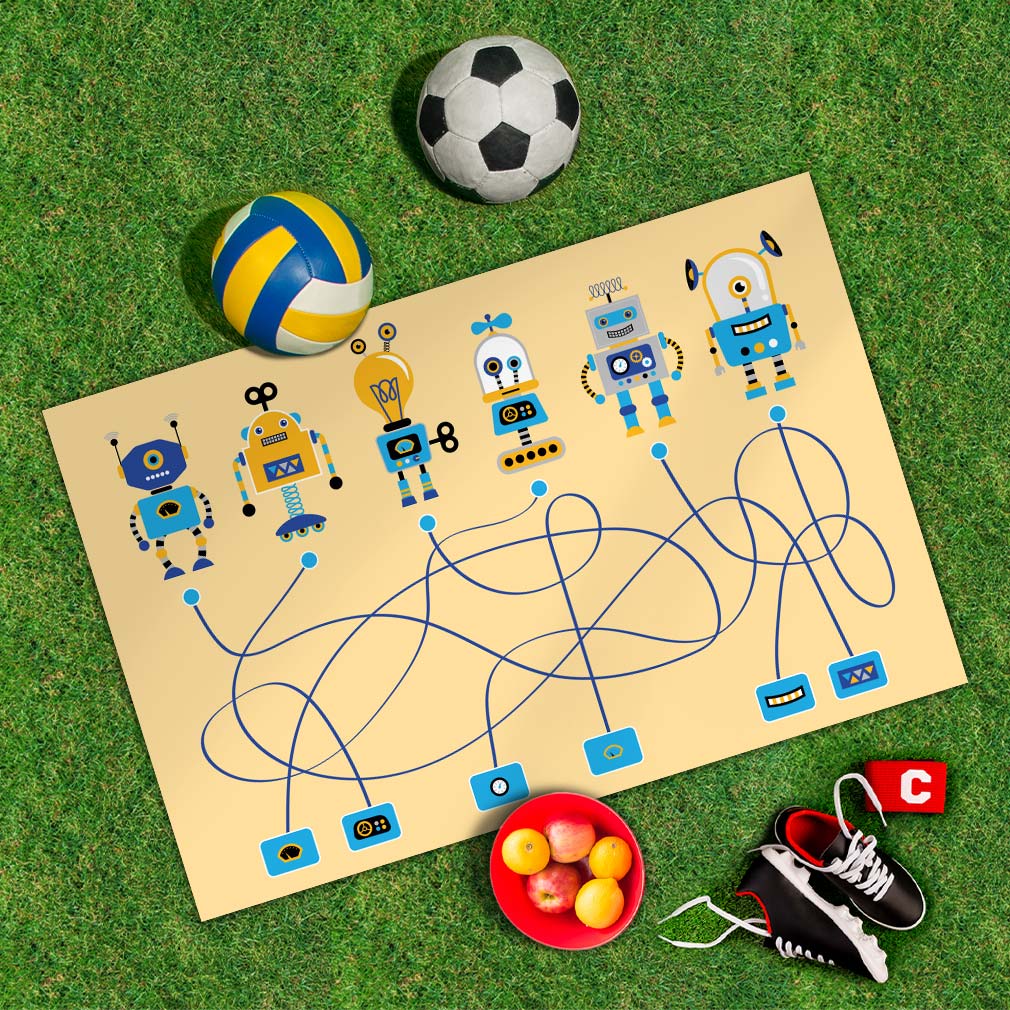 Spielplane Roboter-Spiel – wetterfest und abwischbar für drinnen und draußen – Ansicht 2