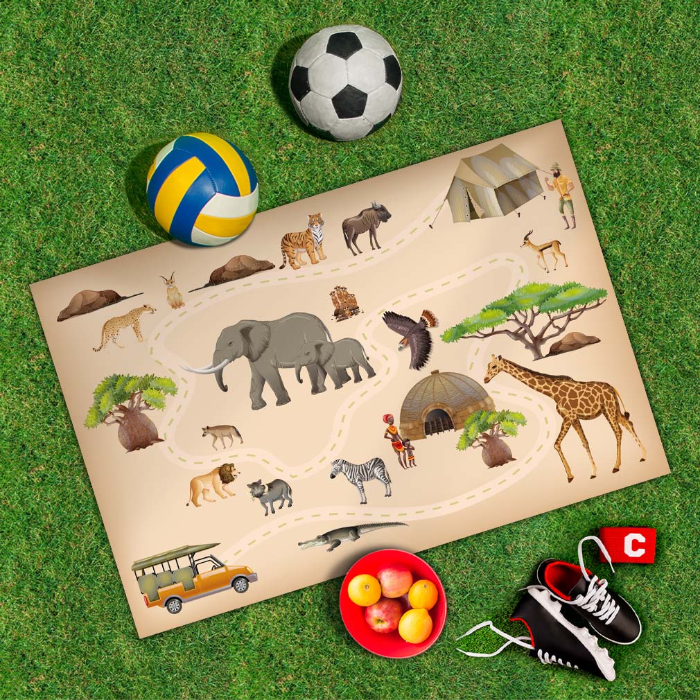 Spielplane Safari – wetterfest und abwischbar für drinnen und draußen – Ansicht 2