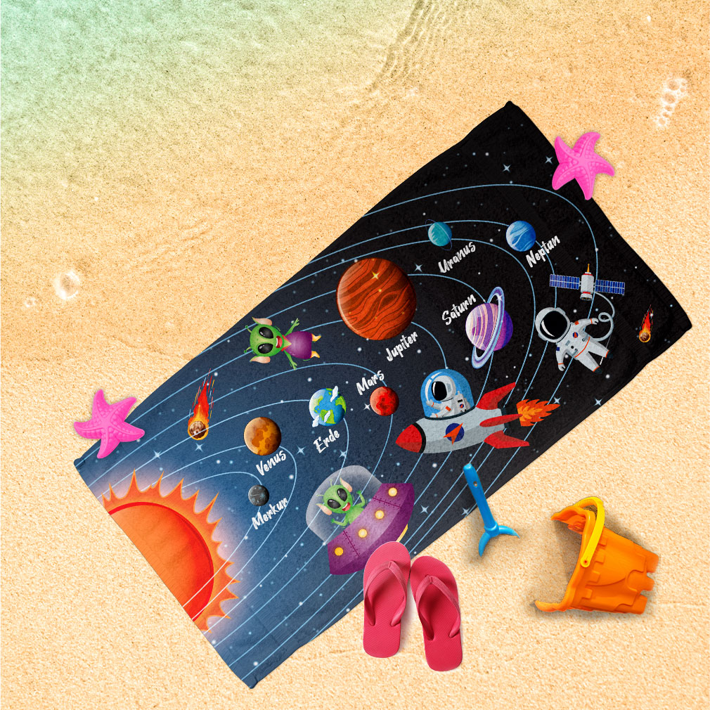 Kinderhandtuch Sonnensystem – weich, saugstark und Öko-Tex-zertifiziert – Ansicht 2