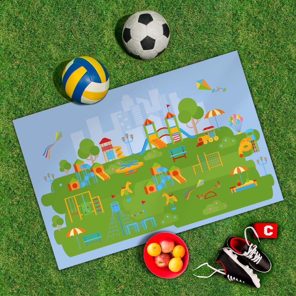 Spielplane Spielplatz – wetterfest und abwischbar für drinnen und draußen – Ansicht 2