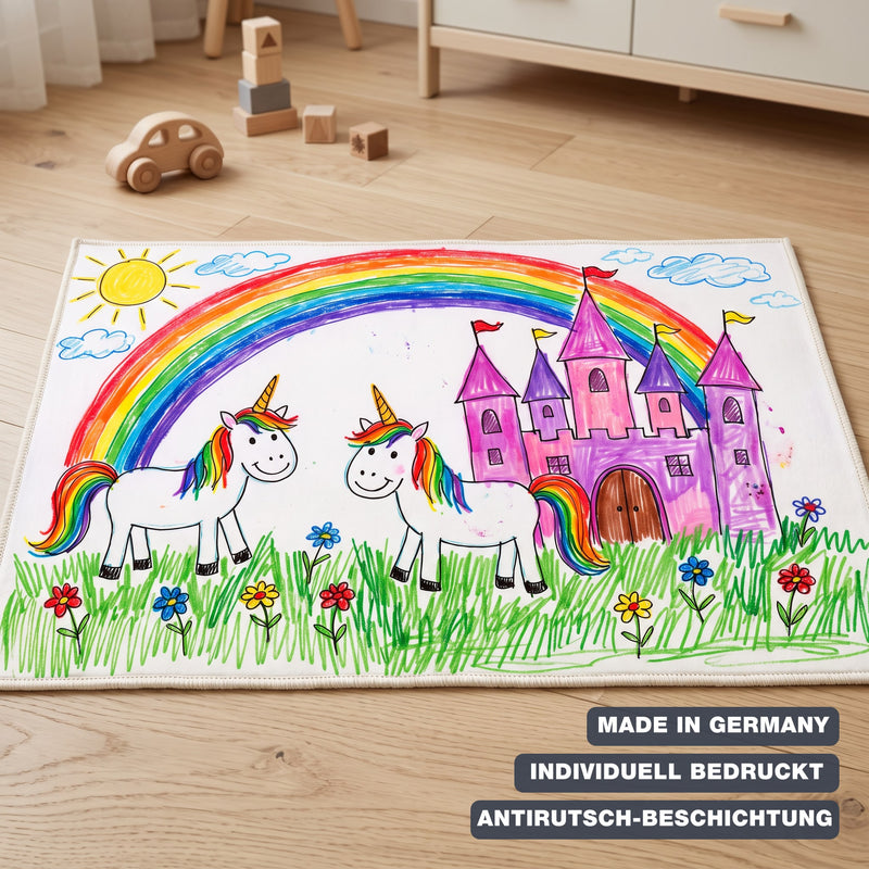 Spielteppich mit eigenem Motiv – Kinderteppich mit Kinderzeichnung individuell bedrucken lassen