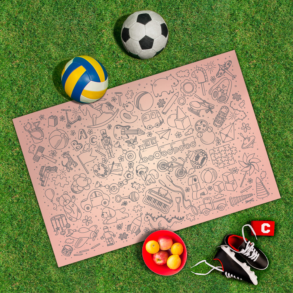 Spielplane Spielzeug rosa – wetterfest und abwischbar für drinnen und draußen – Ansicht 2