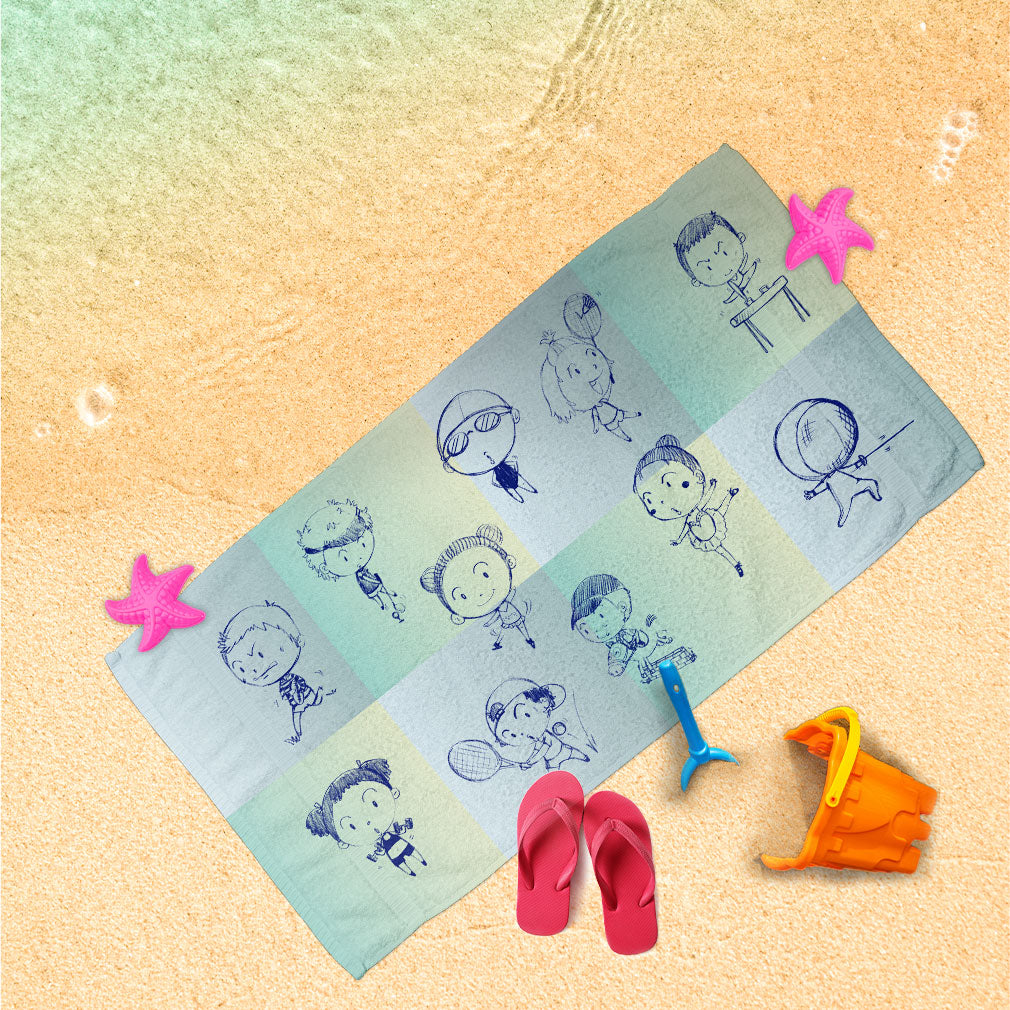 Handtuch Sportarten blau