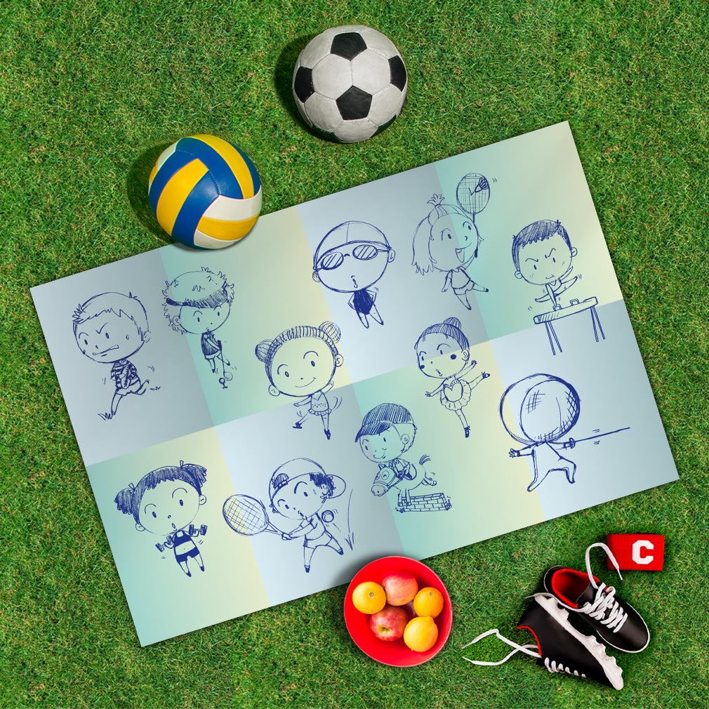 Spielplane Sportarten blau – wetterfest und abwischbar für drinnen und draußen – Ansicht 2