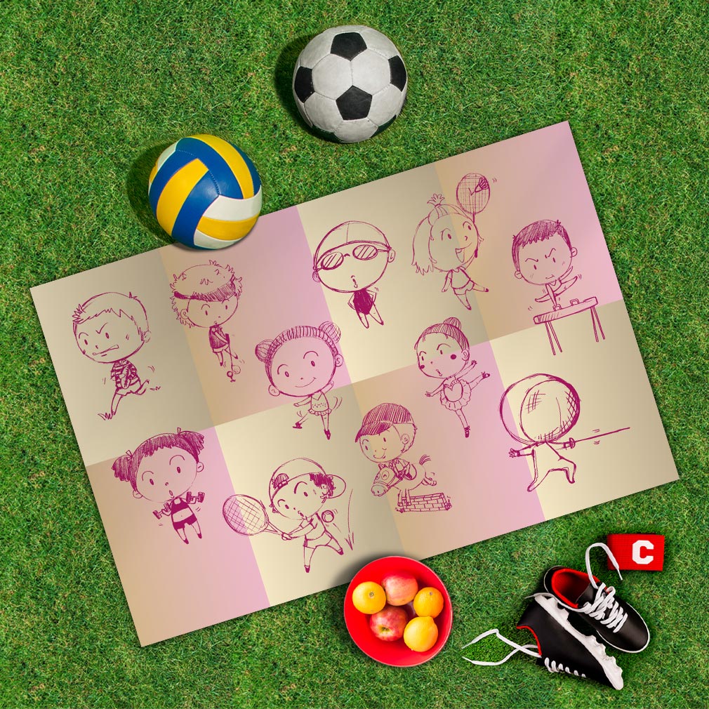 Spielplane Sportarten rosa – wetterfest und abwischbar für drinnen und draußen – Ansicht 2