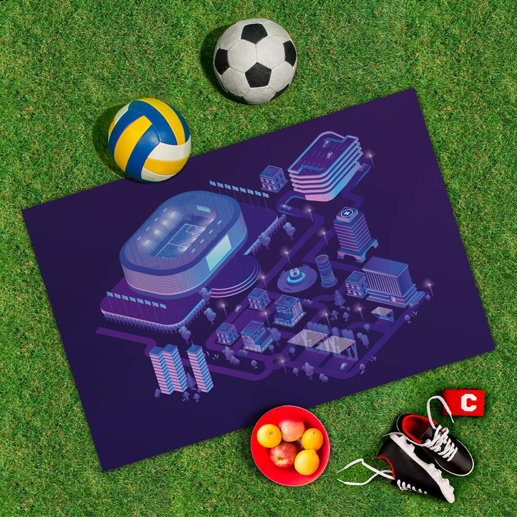 Spielplane Stadion ultraviolett – wetterfest und abwischbar für drinnen und draußen – Ansicht 2