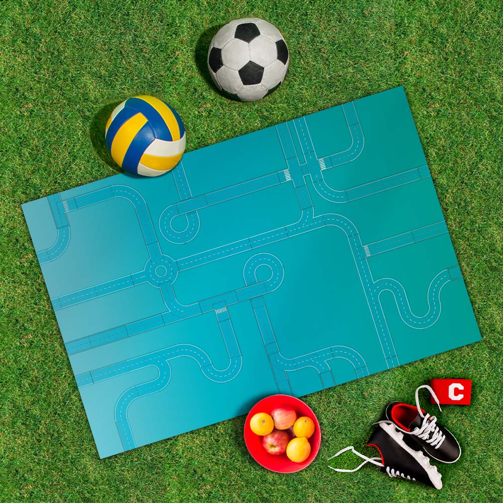 Spielplane Straßen blau – wetterfest und abwischbar für drinnen und draußen – Ansicht 2