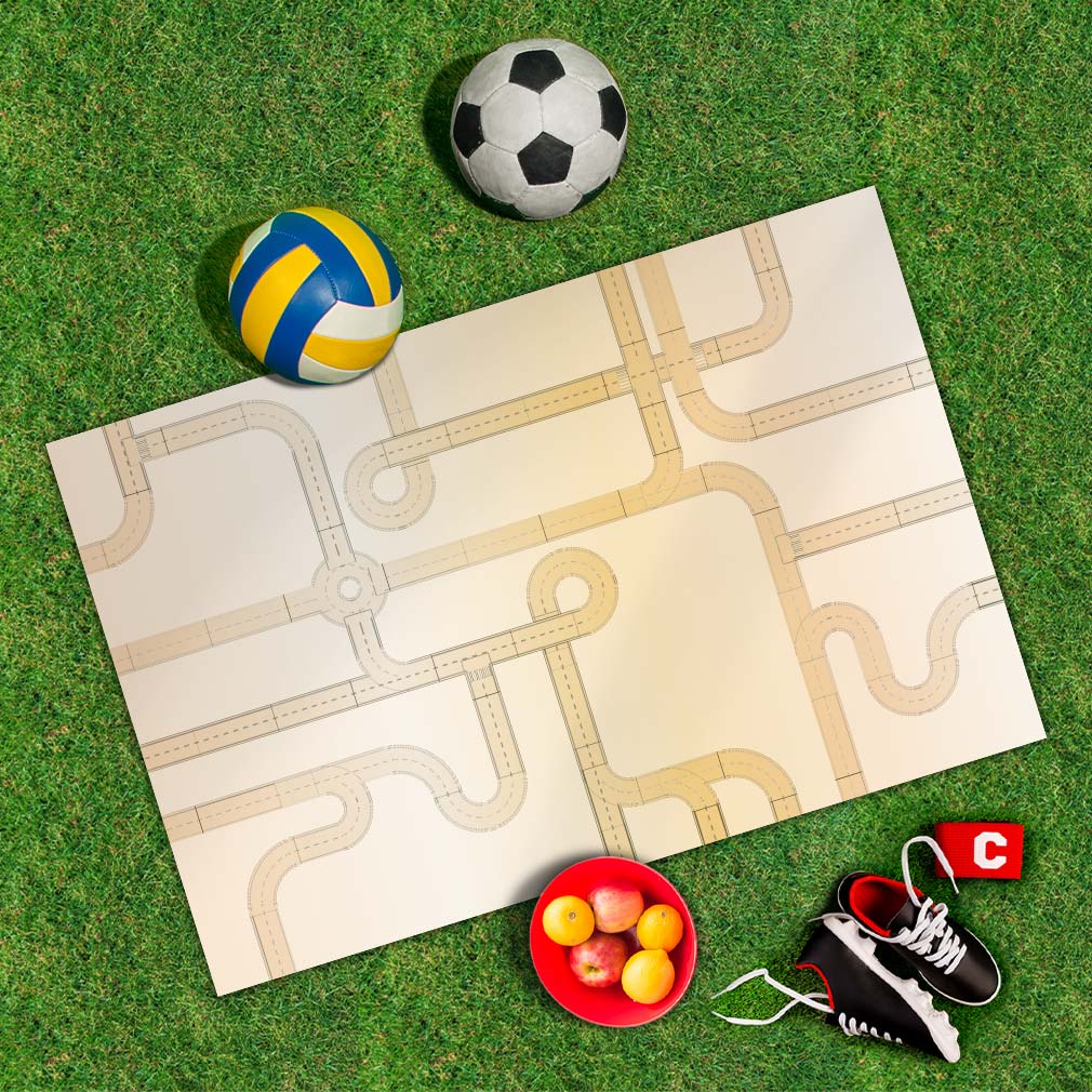 Spielplane Straßen gelb – wetterfest und abwischbar für drinnen und draußen – Ansicht 2