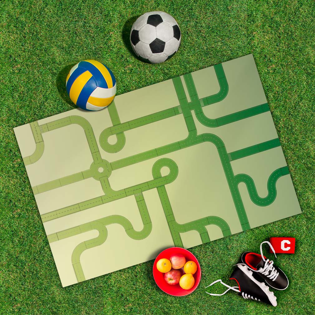 Spielplane Straßen grün – wetterfest und abwischbar für drinnen und draußen – Ansicht 2