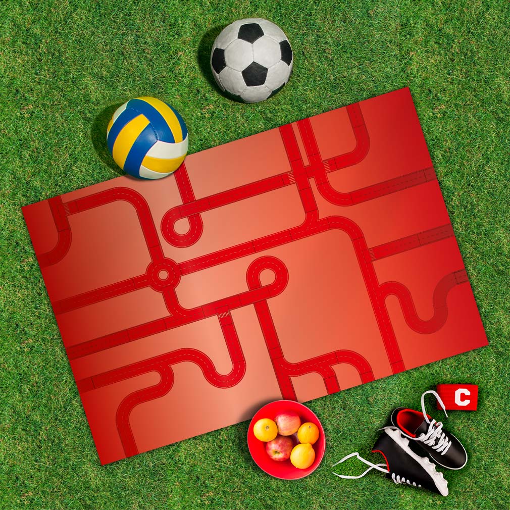 Spielplane Straßen rot – wetterfest und abwischbar für drinnen und draußen – Ansicht 2
