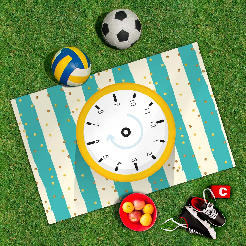 Spielplane Uhrzeit – wetterfest und abwischbar für drinnen und draußen – Ansicht 2