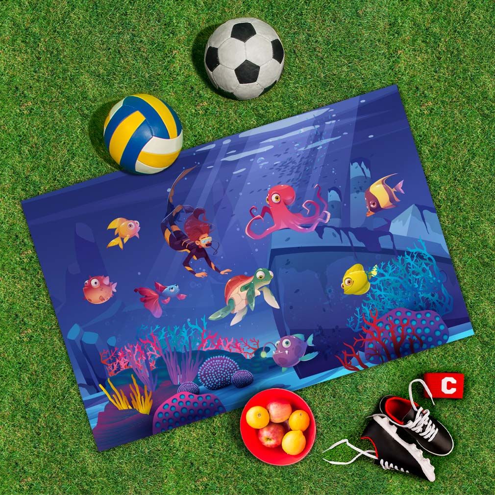 Spielplane Unterwasserwelt – wetterfest und abwischbar für drinnen und draußen – Ansicht 2