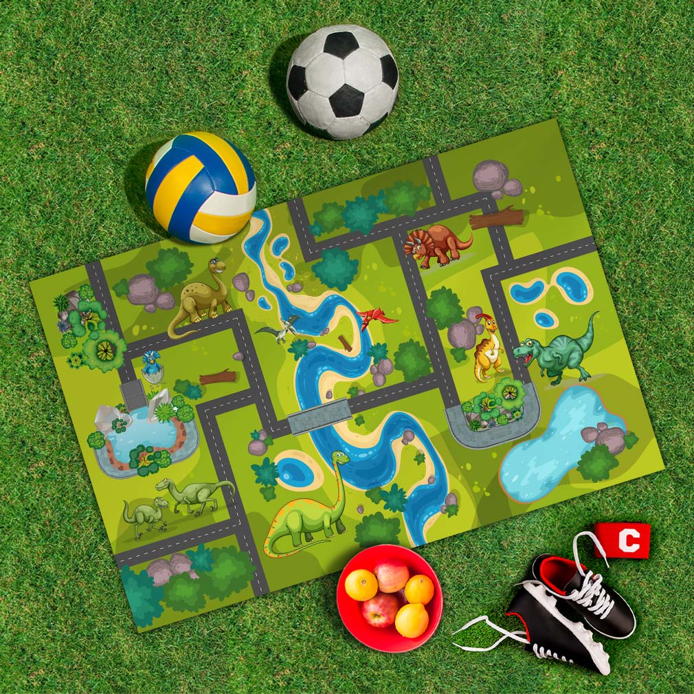 Spielplane Urwald-Dinos – wetterfest und abwischbar für drinnen und draußen – Ansicht 2