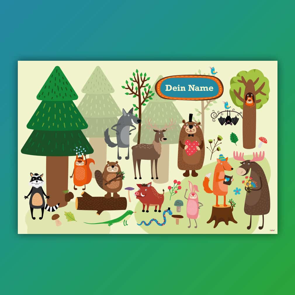 Wald Tiere personalisiert – individuell für Kinder gestaltet