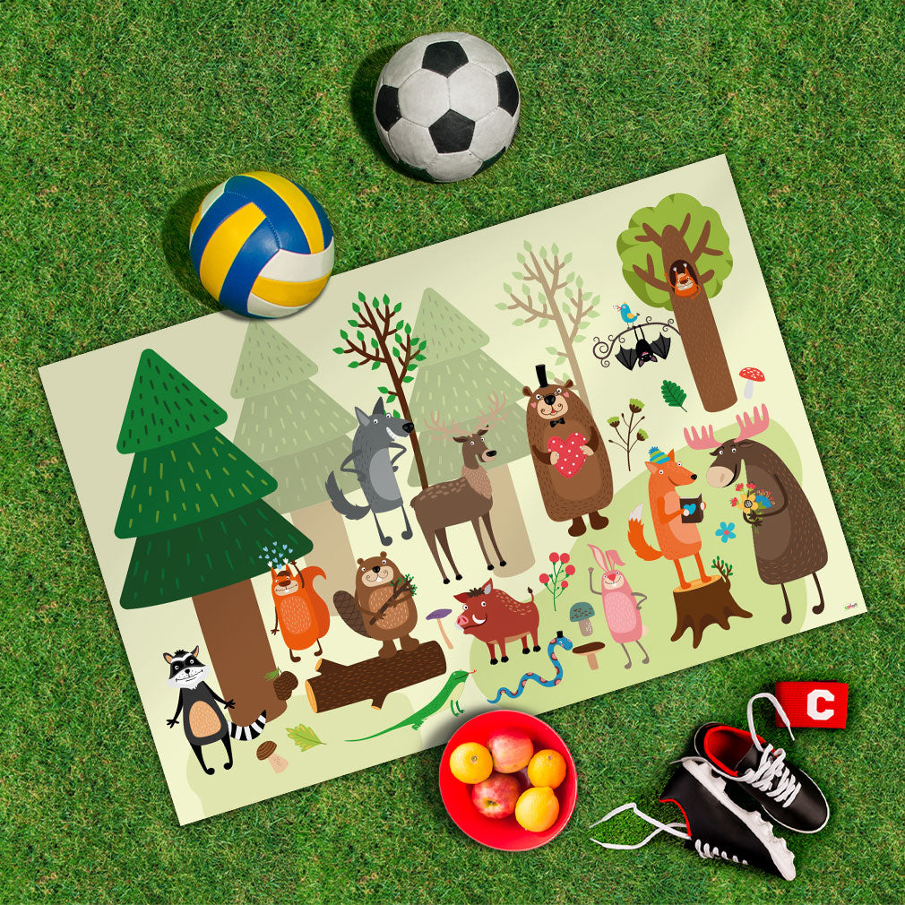 Spielplane Wald Tiere – wetterfest und abwischbar für drinnen und draußen – Ansicht 2