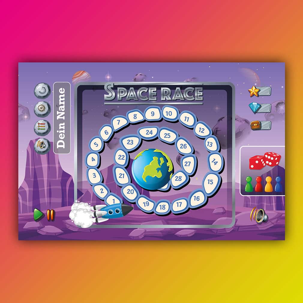 Weltall-Spiel Zahlen personalisiert – individuell für Kinder gestaltet