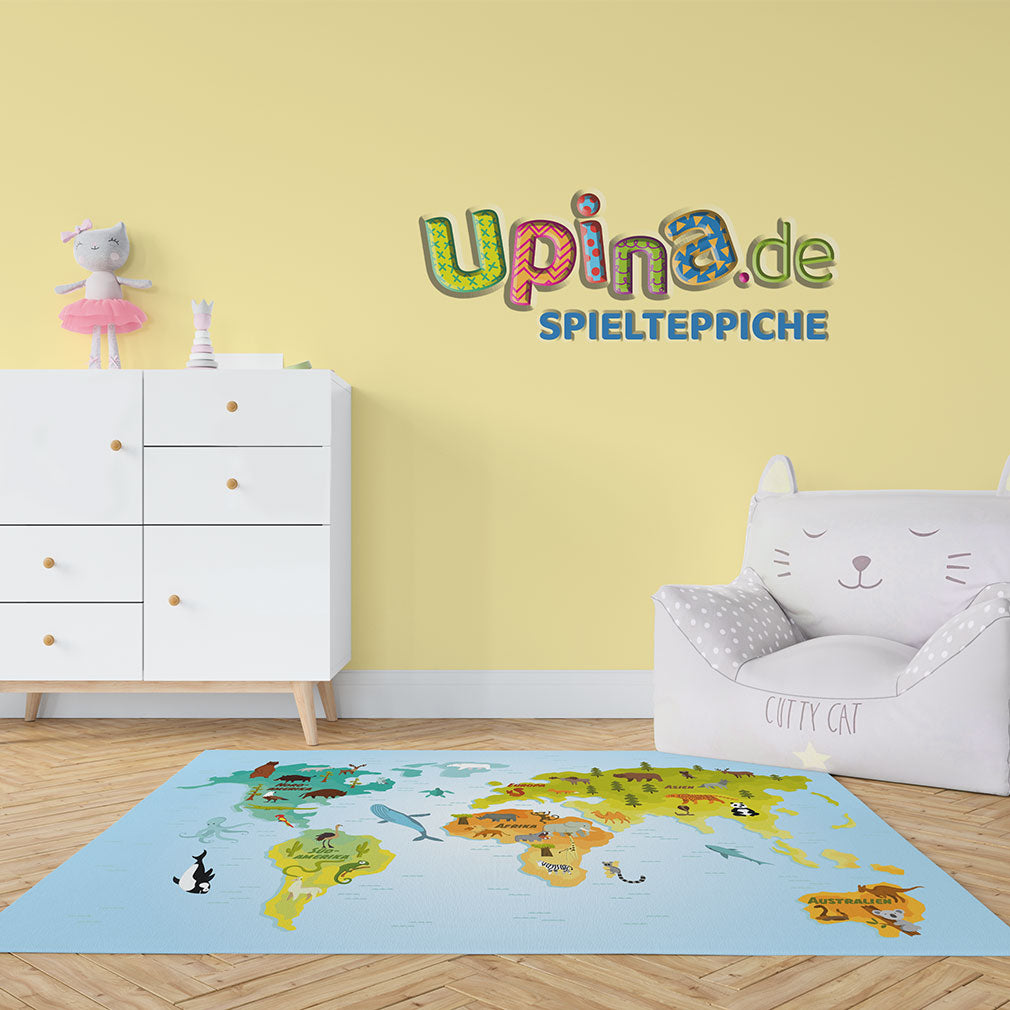 Teppich Weltkarte Tiere