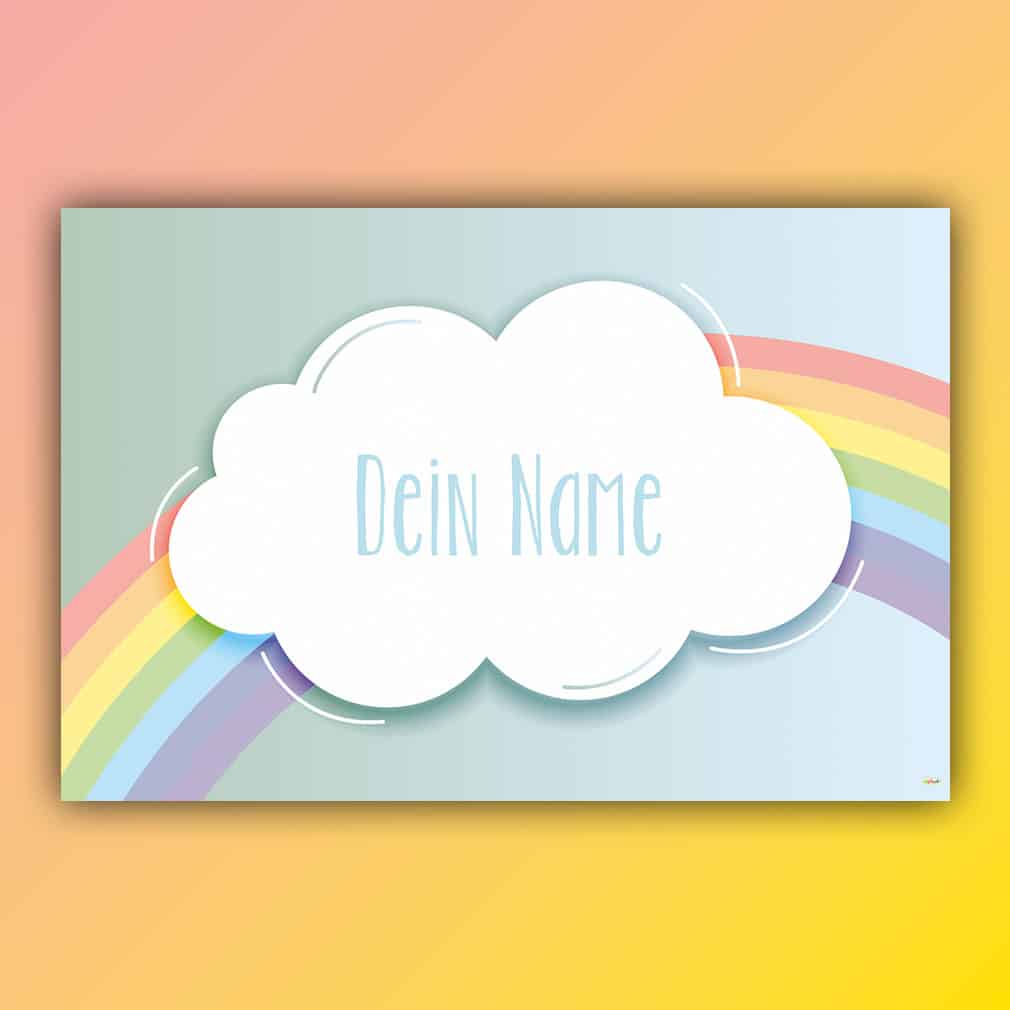 Wolke Regenbogen personalisiert – individuell für Kinder gestaltet