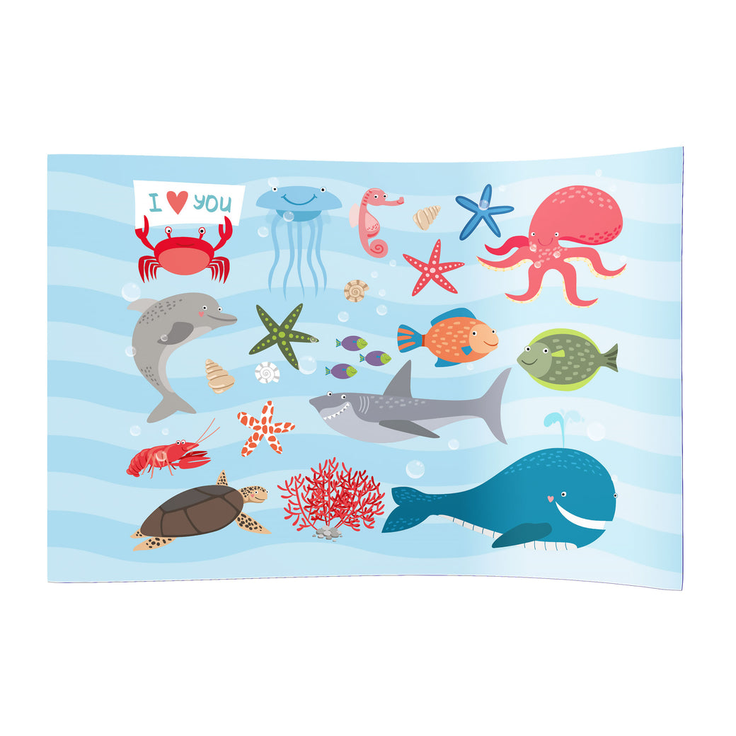 Spielboden Fische – rutschfest und pflegeleicht für drinnen und draußen