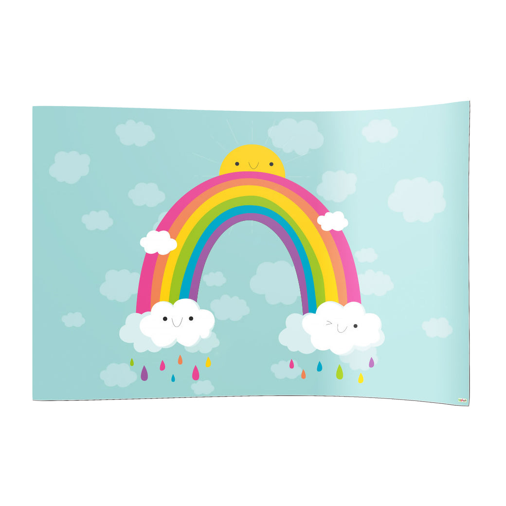 Spielboden Regenbogen Sonne Wolken – rutschfest und pflegeleicht für drinnen und draußen