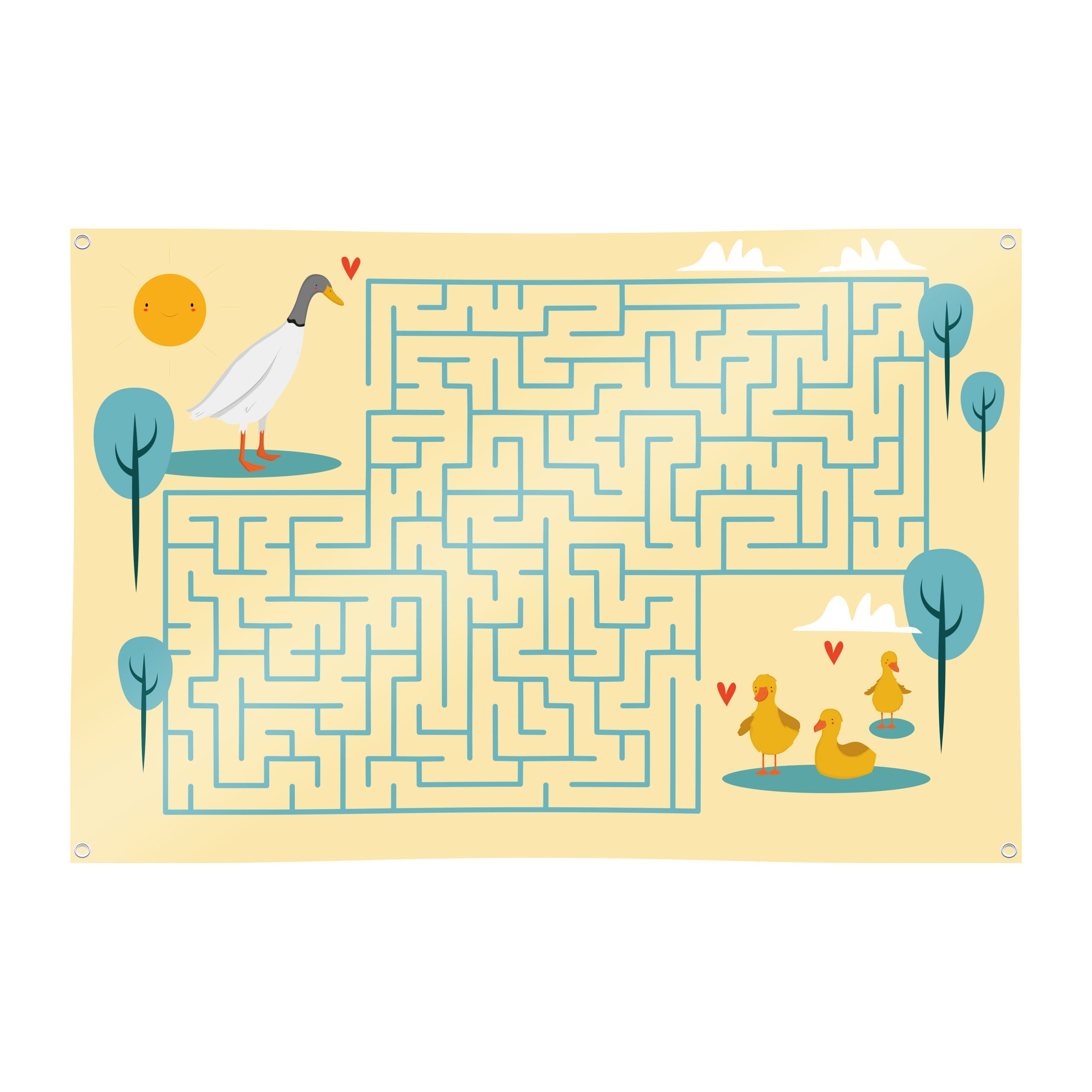 Spielplane Labyrinth Enten – wetterfest und abwischbar für drinnen und draußen