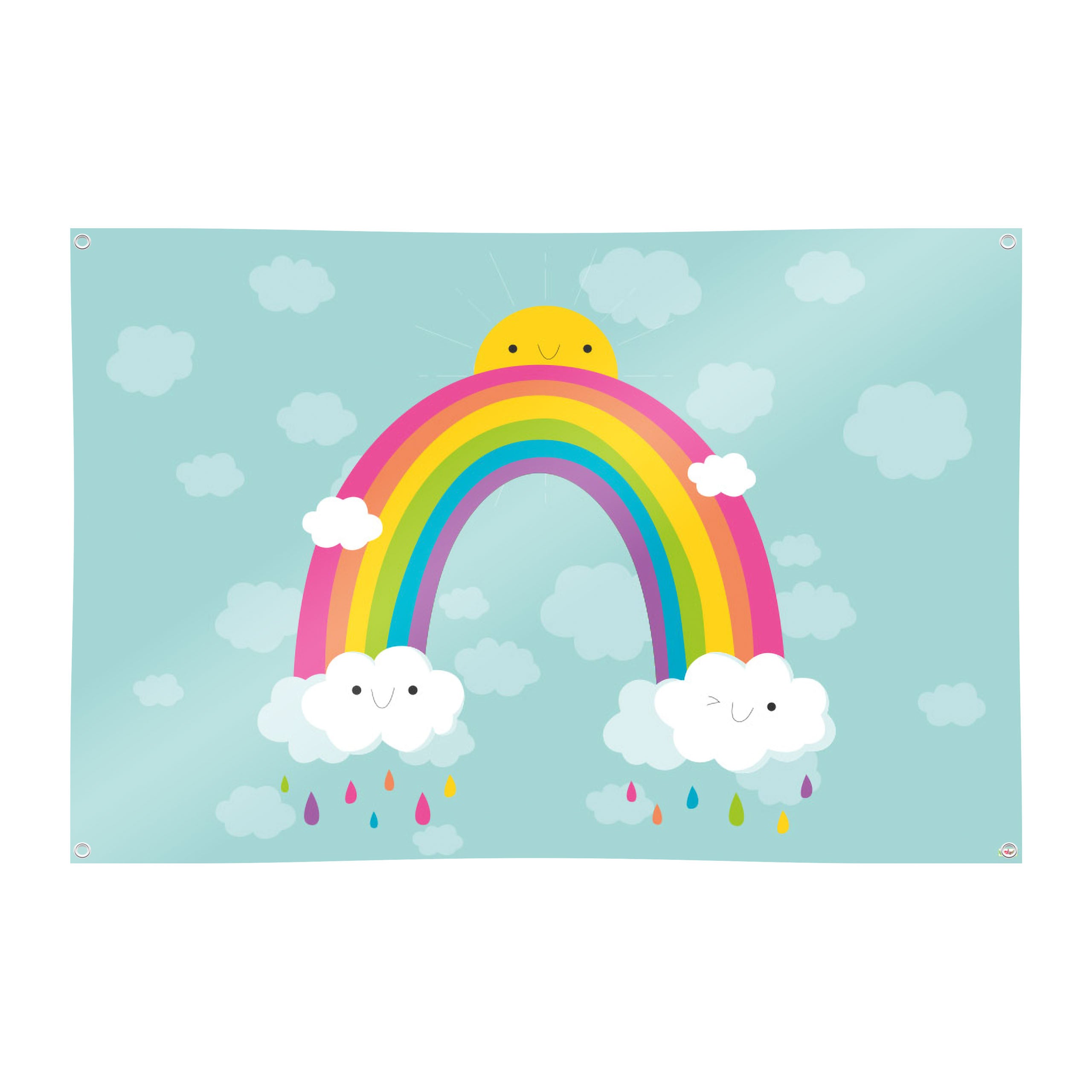 Spielplane Regenbogen Sonne Wolken – wetterfest und abwischbar für drinnen und draußen