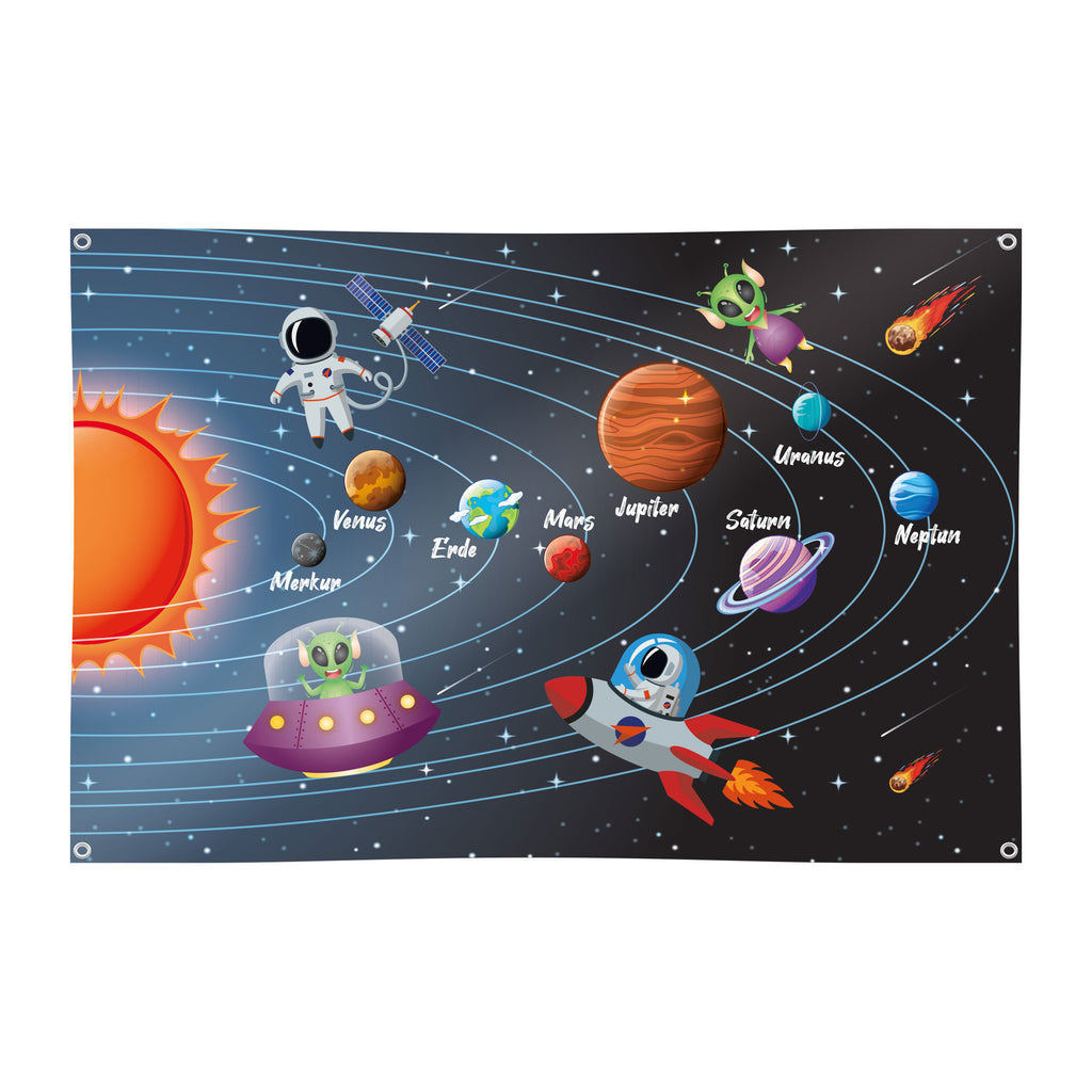 Spielplane Sonnensystem – wetterfest und abwischbar für drinnen und draußen