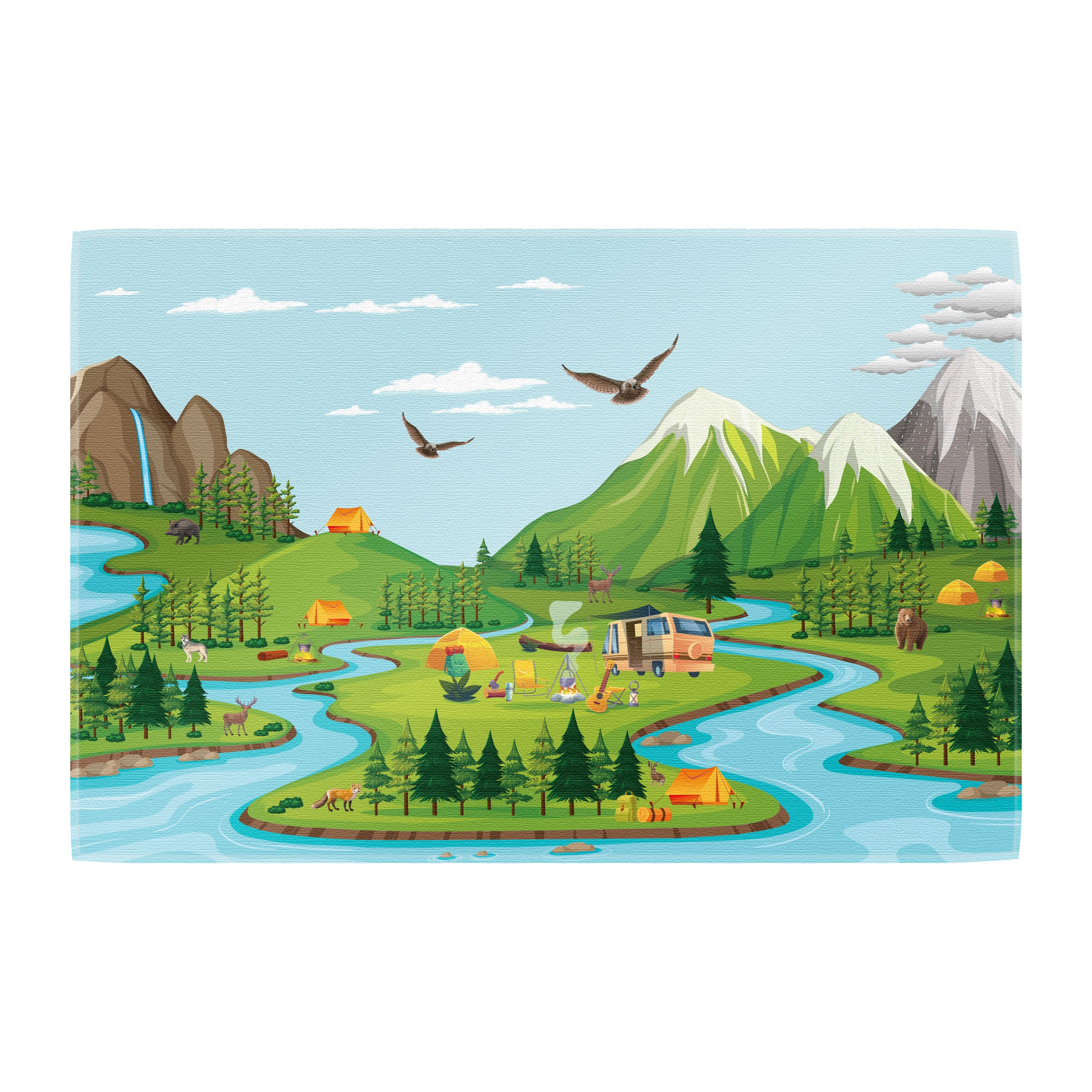 Spielteppich Camping fürs Kinderzimmer – rutschfest und waschbar