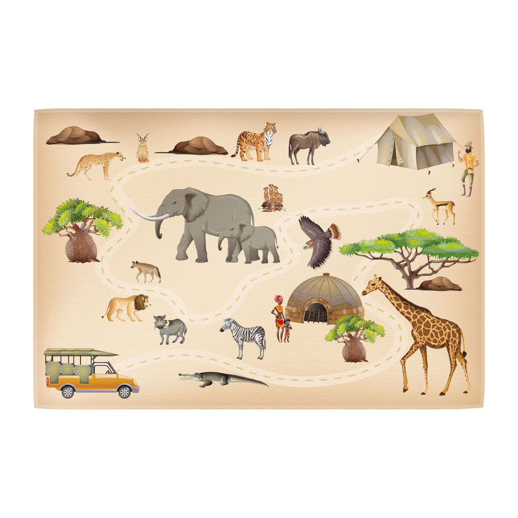 Spielteppich Safari fürs Kinderzimmer – rutschfest und waschbar