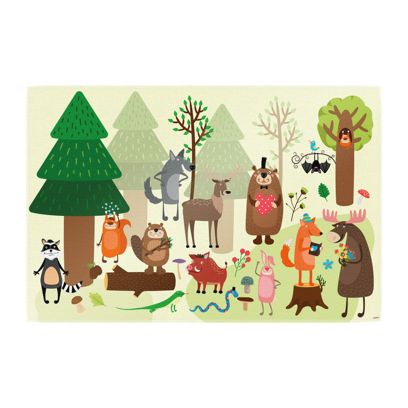 Spielteppich Wald Tiere fürs Kinderzimmer – rutschfest und waschbar