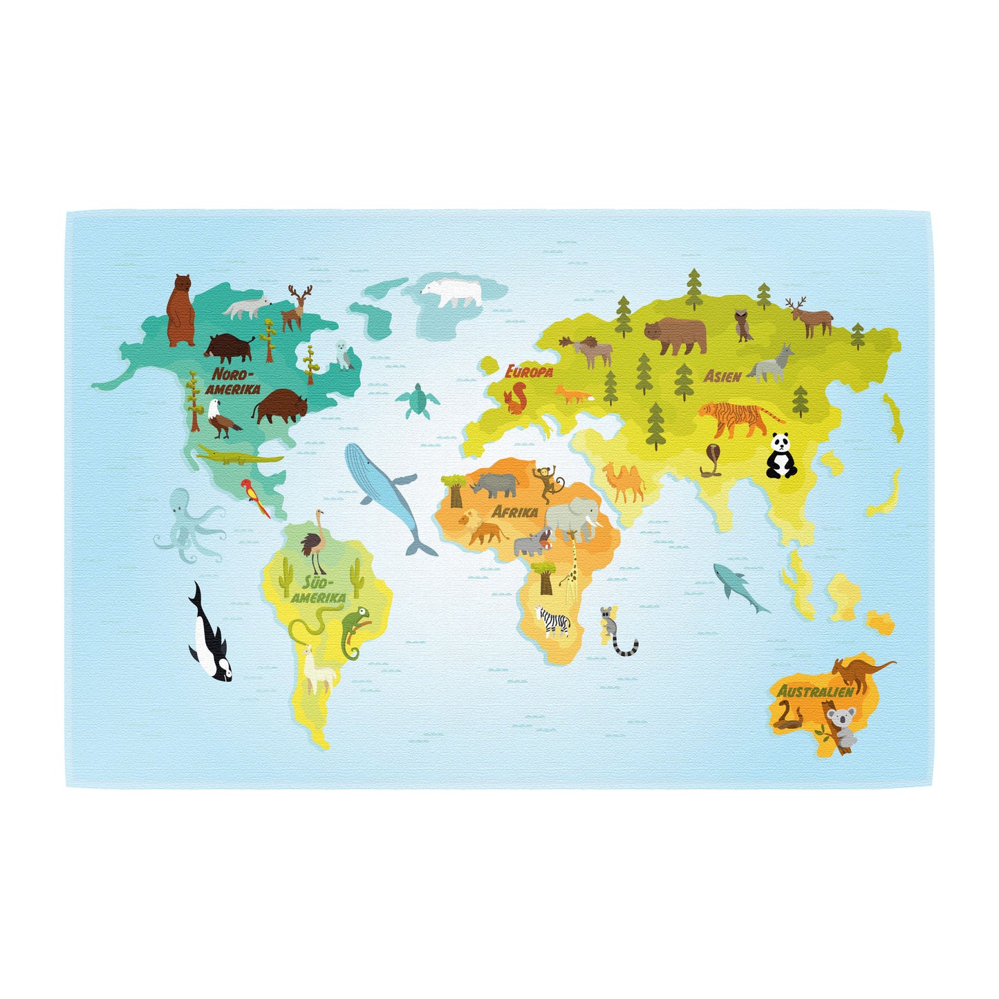 Teppich Weltkarte Tiere