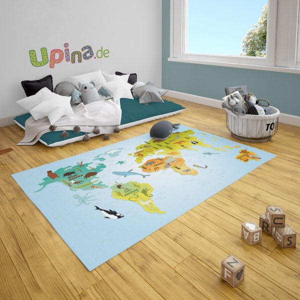 Spielteppich Weltkarte Tiere von upina.de